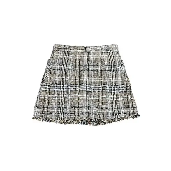 Goodnight Macaroon Plaid Tweed Fringe Hem Mini Skirt Size Medium Preppy Twee - Picture 2 of 3